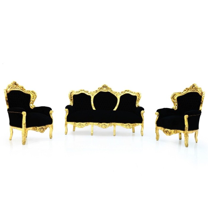 Σαλόνι Σετ Μπαρόκ Χρυσό - Μαύρο - X-9040-French style Living Room Set L9-9040 