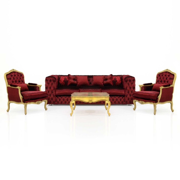 Κλασικό Σαλόνι 3 τεμ. Χρυσό - Μπορντό - Z-9028-Classic style Living Room Set X-9028 