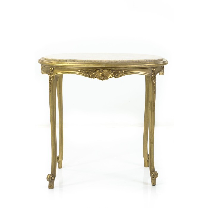 Τραπέζι χρυσό πατίνα Λουί κενζ με μπεζ μάρμαρο-Table K15-3444 