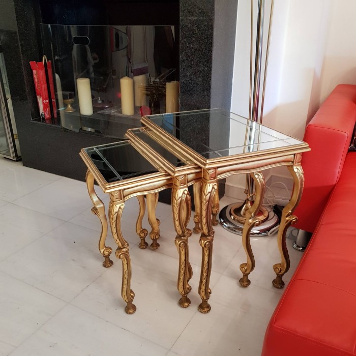Τραπέζι Ζυγον Χρυσό με καθρέφτη στην επιφάνεια-Table K16-3465 
