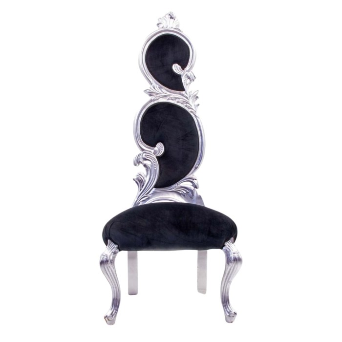 Καρέκλα Rococo με φύλλο ασημιού και μαύρο βελούδο Κ17-5113-ROCOCO CHAIR Κ17-5113 