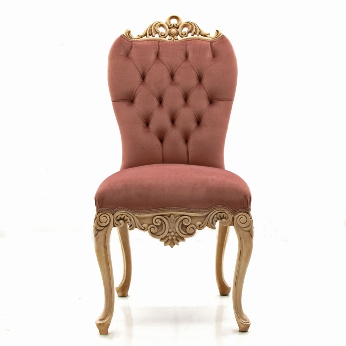 Καρέκλα Τραπεζαρίας Σκαλιστή Λάκα κρεμ & Σάπιο Μήλο Βελούδο Καπιτονέ Κ18-5125-Chair Κ18-5125 