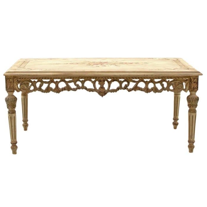 Εξαιρετικό Ναπολεόν III ξύλινο τραπέζι σαλονιού με εκπληκτική ζωγραφική παράσταση.-CHRU_1 