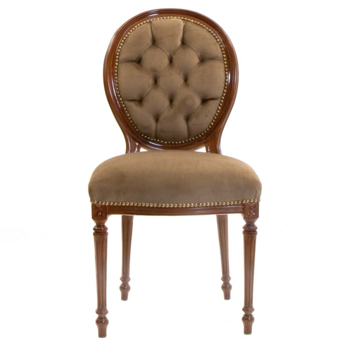 Καρέκλα Τραπεζαρίας καφέ βελούδο Λουις Σεζ Καπιτονέ - ΜΚ16-5127-Chair - ΜΚ16-5127 