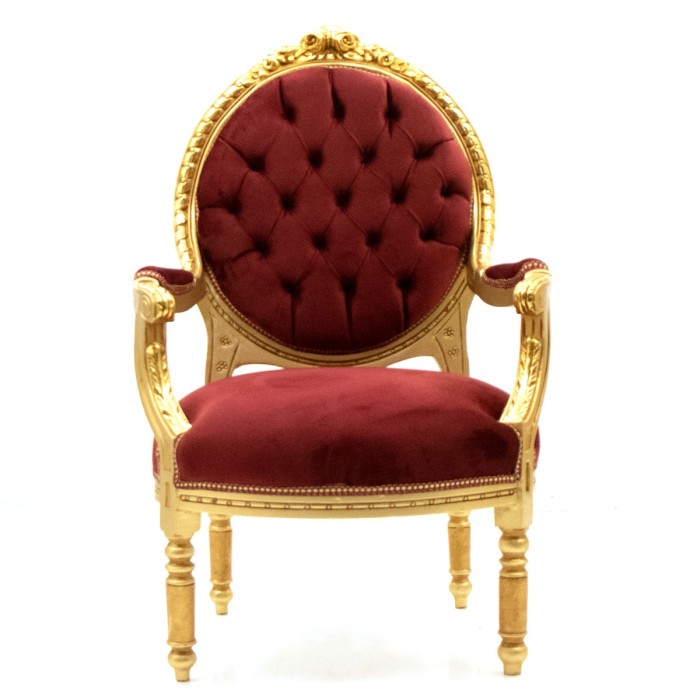 Λουί Σεζ πολυθρόνα με φύλλο χρυσού και με μπέζ βελούδο. ΜΚ-6380-ARMCHAIR ΜΚ-6380 