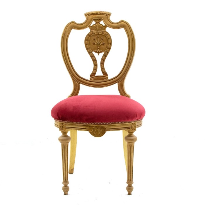 Καρέκλα Λουί Σέζ με φύλλο χρυσού και κόκκικο βελούδο ύφασμα υψηλής ποιότητας ΜΚ-5151-Chair MK-5151 