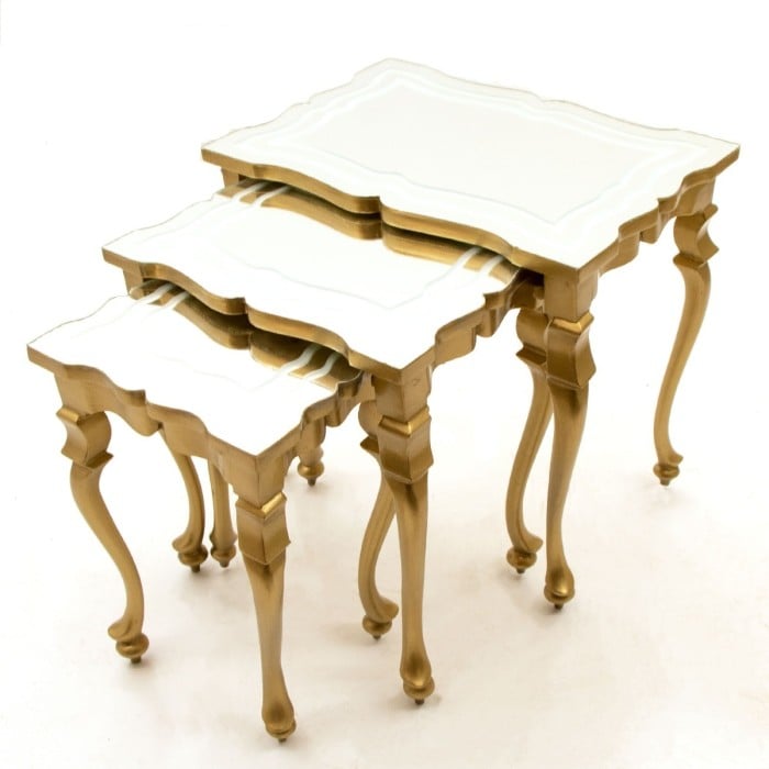 Τραπέζι Λουις Κενζ Χρυσό σκαλιστό με καθρέφτη στην επιφάνεια ΜΚ-3503-TABLE MK-3503 