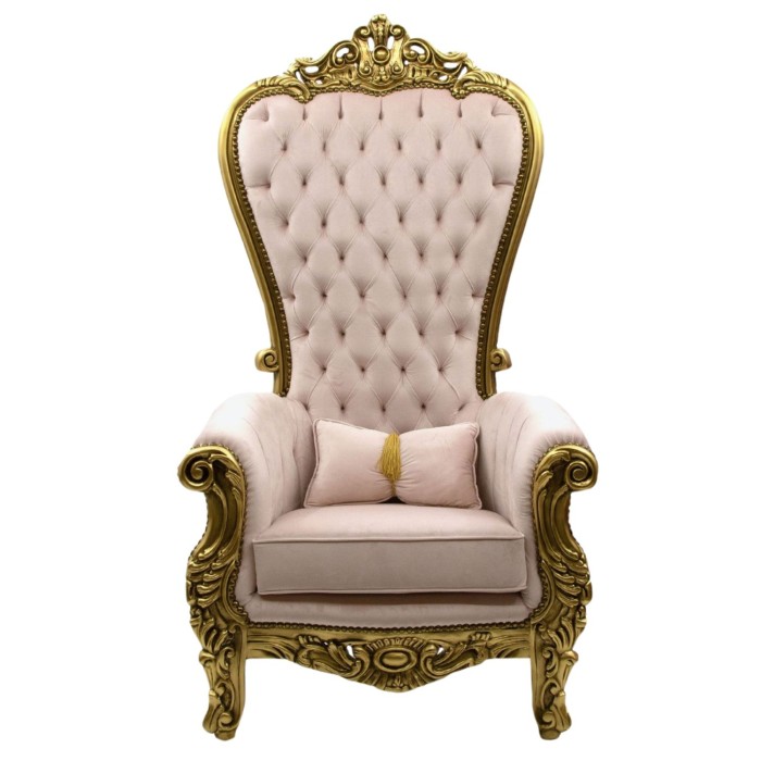 Θρόνος Μπαρόκ Baby Pink & Φύλλο Χρυσού ΜΚ-6438-throne ΜΚ-6438 