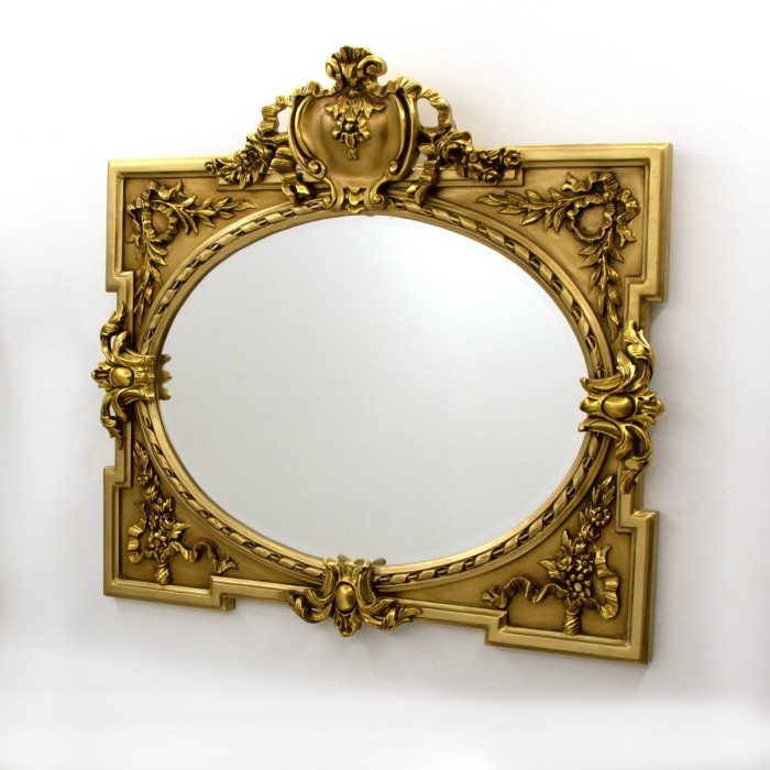 Χρυσός Σκαλιστός Καθρέπτης Λουδοβίκου 15ου-PPD37 