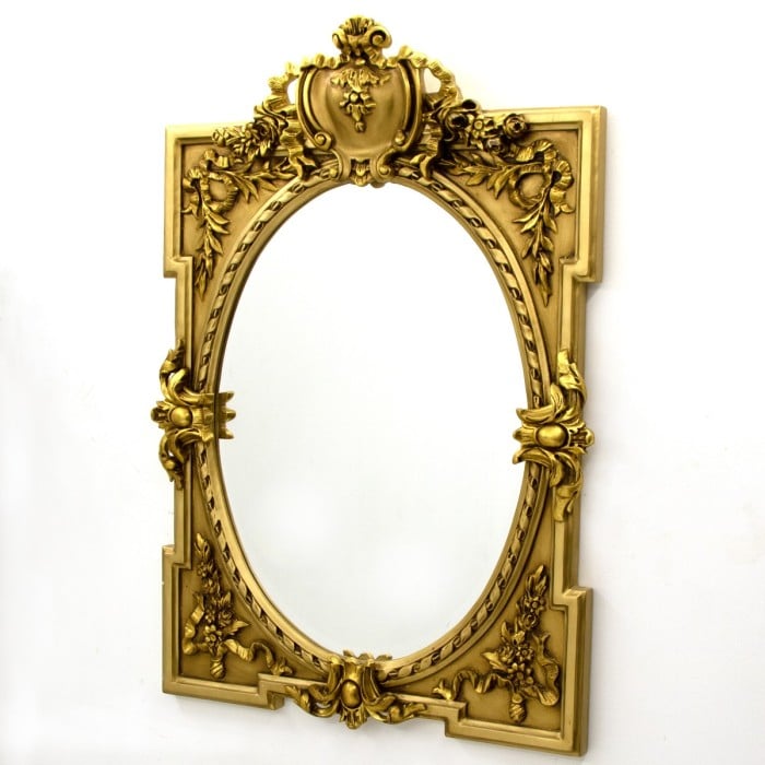Σκαλιστός Καθρέπτης Τοίχου Λουδοβίκου 15ου με φύλλο χρυσού-PPD-43 
