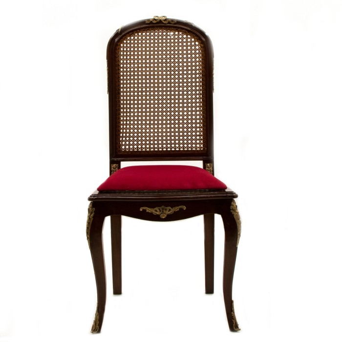 Καρέκλα Λουί Κένζ με Πλάτη Ψάθα και ύφασμα βελόύδο MK-5154-chair MK-5154 