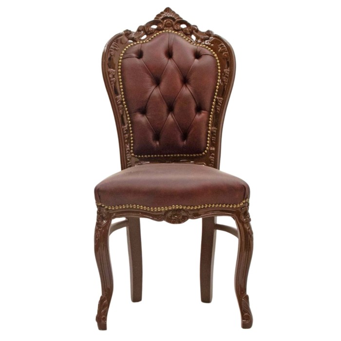 Καρέκλα Μπαρόκ με γνήσιο δέρμα μπορντό και μπρονζέ καπαράδες ΜΚ-5165-chair ΜΚ-5165 