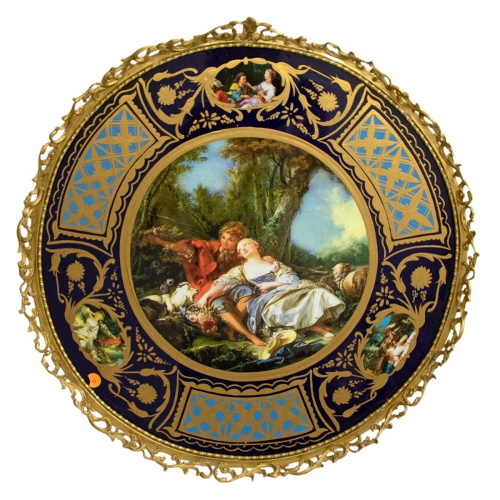 French Style Μπρούτζινο καλεμιστό κάδρο με πορσελάνη και ζωγραφική ΜΚ-13282-plate ΜΚ-13282 