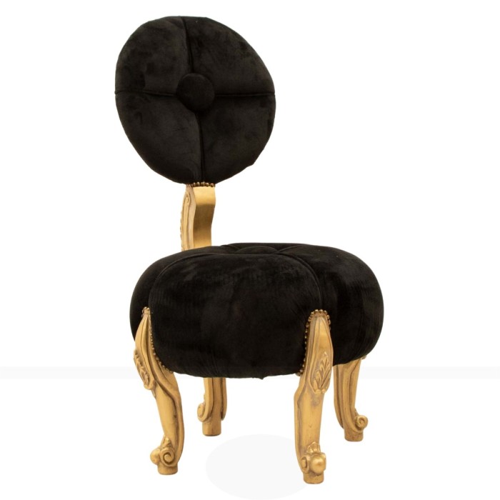 Καρέκλα - σκαμπό με πλάτη φύλλο χρυσού και μάυρο βελούδο-αδιάβροχο ΜΚ-5173-chair ΜΚ-5173 