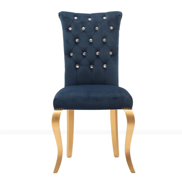 Κλασική Καρέκλα Λουί Κένζ καπιτονέ με κρυστάλλινα στράς και ύφασμα βελούδο αλέκιαστο κ' αδιάβροχο υψηλής ποιότητας σε πετρόλ χρώμα ΜΚ-5181-chair ΜΚ-5181 