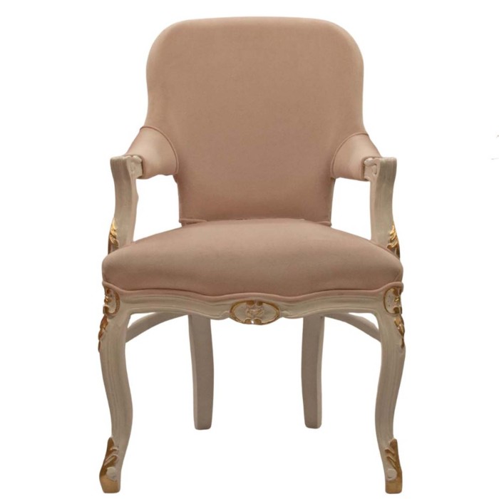 Πολυθρόνα νέο Μπαρόκ στύλ σε baby pink χρώμα με αδιάβροχο-αλέκιαστο ύφασμα ΜΚ-6568-armchair ΜΚ-6568-1 