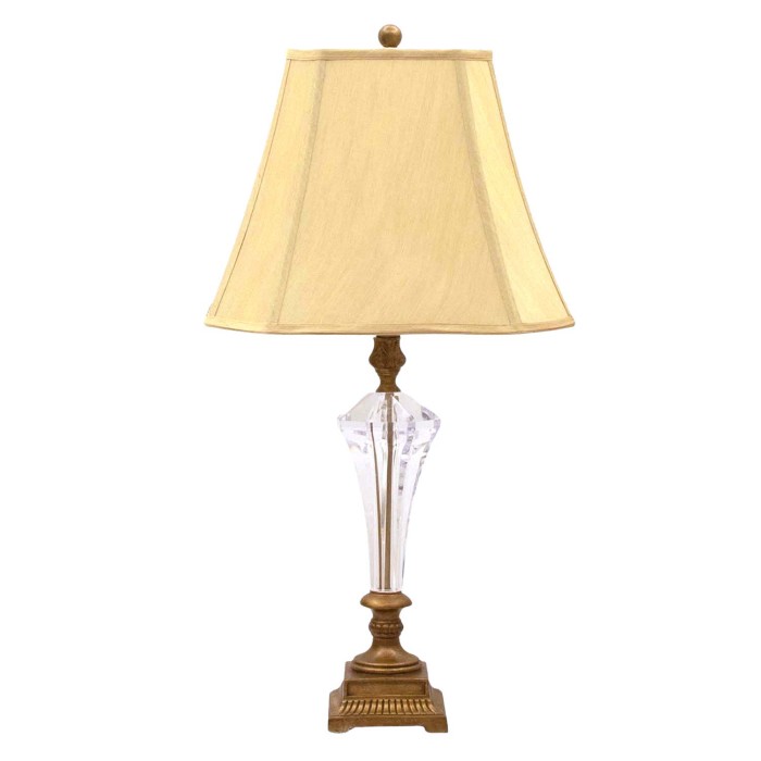 Επιτραπέζιο Φωτιστικό με μπρούτζο και κρυστάλλινη βάση με ψάθα στο καπέλο σε μπέζ χρώμα ΜΚ-13283-TABLE LAMP ΜΚ-13283 
