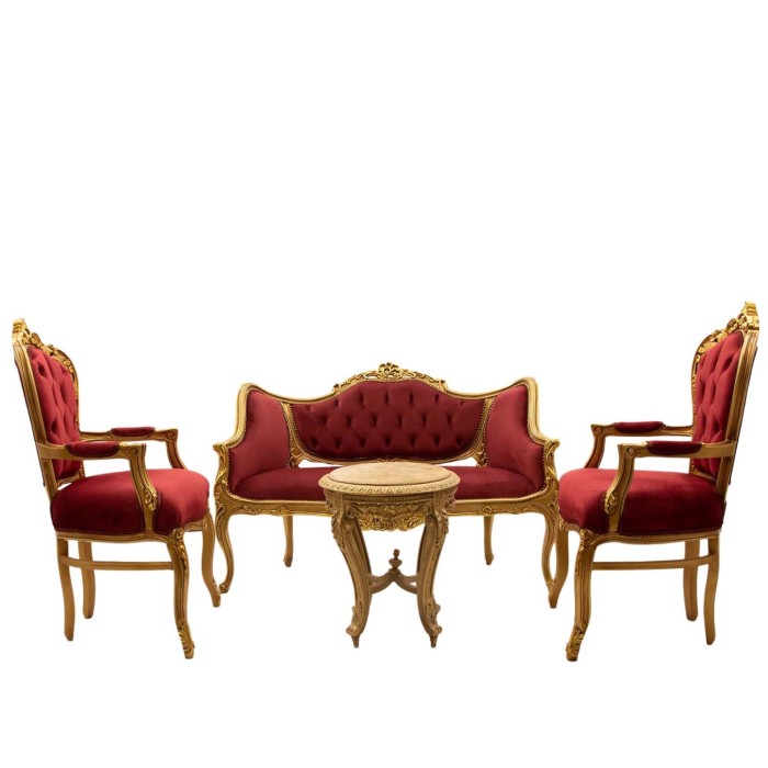 Σέτ Σαλονιού Μπαρόκ μπορντό με φύλλο χρυσο ΜΚ-9134-Baroque set ΜΚ-9134 