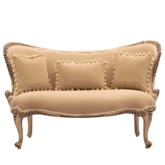 ΔΙθέσιος καναπές Λουί Κένζ με φύλλο ασημιού και μπέζ αλέκιαστο-αδιάβροχο ύφασμα ΜΚ-8693-sofa ΜΚ-8693 