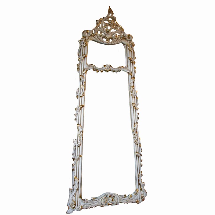 Ψηλός καθρέφτης σε στύλ Γαλλικό με λάκα off-white και φύλλο χρυσού ΜΚ-7215-mirror ΜΚ-7215 