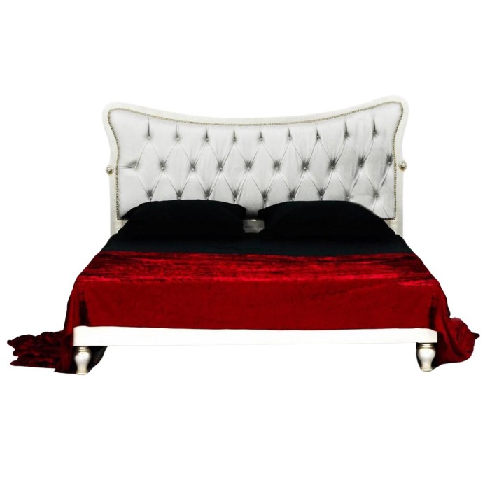 Κρεβάτι χειροποίητο σε στυλ Γαλλικό με φύλλο ασημιού πατίνα και καπιτονέ δερματίνη RIS-0003-BED RIS-0003 