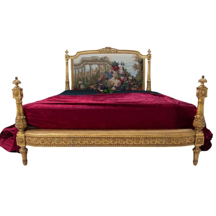 Κρεβάτι Μπαρόκ με φύλλο χρυσού και ταπισερί στο κεφαλάρι RIS-0024-BED RIS-0024 