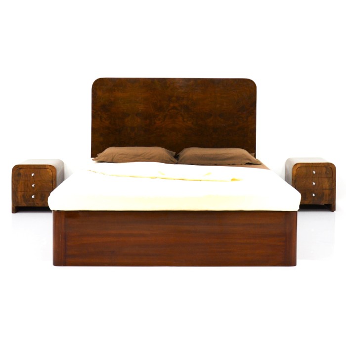 Κλασική Κρεβατοκάμαρα Σετ με φυσικό καπλαμά μασίφ καρυδιά X-16-French bed 16 