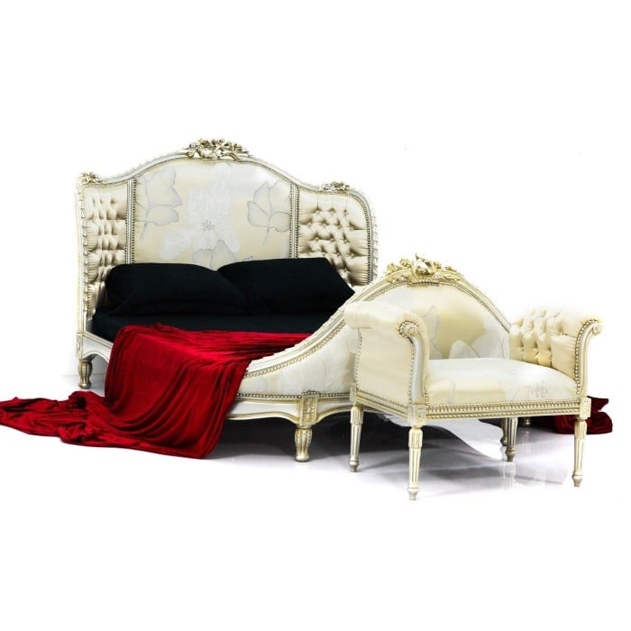 Μπαρόκ Κρεβατοκάμαρα Σετ με Στρογγυλό Κρεβάτι + φύλλο ασημιού - X-22-French Bed X-11047 