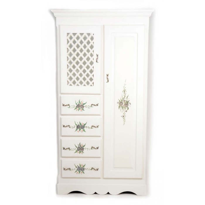 Ντουλάπα λάκα λευκή ζωγραφική-cabinet X-1085 