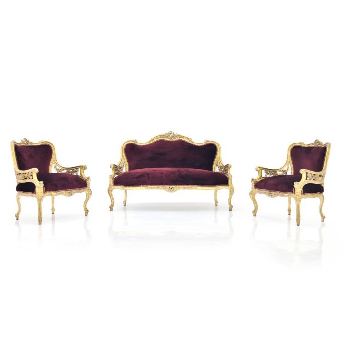 Κλασικό Σαλόνι Χρυσό - Μπορντό - X-9035-French style Living Room Set L8-9035 