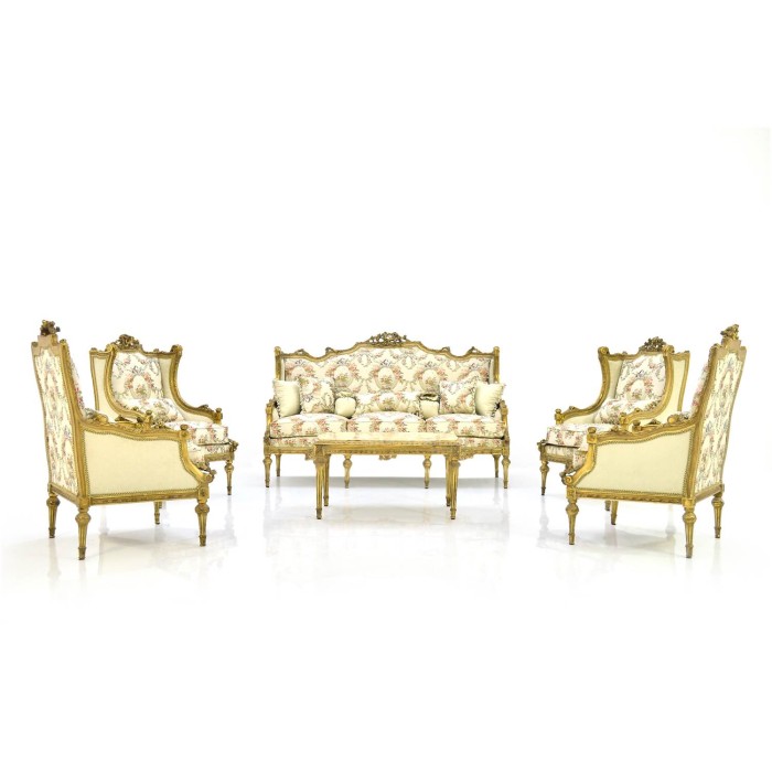 Σαλόνι Σετ Λουι Κενζ Χρυσό 6 τεμ. - L8-9038-French style Living Room Set X-9038 