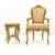 Πολυθρόνα Μπαρόκ με φύλλο Χρυσού και βελούδο μπέζ MK-6408-ARMCHAIR ΜΚ-6408 