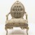 Πολυθρόνα Λούι Κένζ με λάκα γκρί ασημί & φύλλο χρυσού , με ανάγλυφο σατέν ύφασμα ΜΚ-6411-ARMCHAIR ΜΚ-6411 