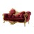 Μπαρόκ Τριθέσιος Καναπές με Κόκκινο Βελούδο ύφασμα υψηλήε ποιότητας και φύλλο χρυσού-PPD-25 