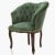 Πολυθρόνα Λουί Κένζ Κλασική με πράσινο βελούδο απο μασίφ ξύλο καρυδιάς και λούστρο ΜΚ-6496-armchair ΜΚ-6496 