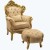 Σέτ Μπαρόκ πολυθρόνα και υποπόδιο με μπέζ ύφασμα βελούδο-αδιάβροχο κ΄αλέκιαστο υψηλής ποιότητας με Φύλλο χρυσού ΜΚ-9113-ΜΚ-9113 