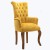 Κλασική Καρέκλοπολυθρόνα Λουί Κένζ καπιτονέ με ύφασμα βελούδο αδιάβροχο κίτρινο και μασίφ καρυδιά με λούστρο ΜΚ-6506-armchair ΜΚ-6506 