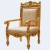 Κλασική σκαλιστική Πολυθρόνα Λουί Σέζ σκαλιστή με φύλλο χρυσού και μπέζ ανάγλυφο-σατέν ύφασμα ΜΚ-6508-armchair ΜΚ-6508 