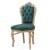 Καρέκλα Μπαρόκ απο μασίφ καρυδιάς με φύλλο ασημιού με λάκα κ΄πατίνα λευκή, το ύφασμα είναι πετρόλ βελούδο καί αδιάβροχο υψηλής ποιότητας ΜΚ-6518-chair MK-5168 