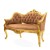 Καναπές Διθέσιος Λουί Κένζ Χειροποίητος σε φυσικό μασίφ ξύλο καρυδιάς με φύλλο χρυσού και καφέ ύφασμα βελούδο-αδιάβροχο ΜΚ-8617-sofa ΜΚ-8617 