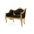 Καναπές Διθέσιος Λουί Κένζ με φυσικό μασίφ ξύλο καρυδιάς, φύλλο χρυσού και μαύρο ύφασμα βελούδο-αδιάβροχο ΜΚ-8625-sofa ΜΚ-8625 
