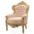 Μπερζέρα Μπαρόκ με φύλλο χρυσού και λάκα πατίνα baby wash με off white ενώ το ύφασμα είναι βελούδο σε baby pink χρώμα ΜΚ-6541-armchair ΜΚ-6541 