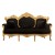 Καναπές Τριθέσιος Λουί Κένζ με φυσικό μασίφ ξύλο καρυδιάς, φύλλο χρυσού και μαύρο ύφασμα βελούδο-αδιάβροχο ΜΚ-8639-SOFA ΜΚ-8639 