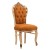 Κλασική καρέκλα τραπεζαρίας Λουί Κένζ με λάκα πατίνα κρέμ και χρώμα στα σκαλίσματα απο αλέκιαστο αδιάβροχο ύφασμα σε πορτοκαλί χρώμα ΜΚ-5182-chair ΜΚ-5182 