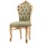 Κλασική καρέκλα τραπεζαρίας Λουί Κένζ με λάκα πατίνα κρέμ και χρώμα στα σκαλίσματα απο αλέκιαστο αδιάβροχο ύφασμα σε χρώμα μέντας ΜΚ-5184-chair ΜΚ-5184 
