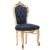Κλασική καρέκλα τραπεζαρίας Λουί Κένζ με λάκα πατίνα κρέμ και χρώμα στα σκαλίσματα απο αλέκιαστο αδιάβροχο ύφασμα σε electric blue χρώμα ΜΚ-5183-chair ΜΚ-5183 
