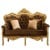 Καναπές διθέσιος Μπαρόκ Λουί Κένζ με φύλλο χρυσού και καφέ αλέκιαστο αδιάβροχο ύφασμα ΜΚ-8657-sofa ΜΚ-8657 
