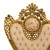 Εντυπωσιακός Θρόνος με φύλλο χρυσού και αλέκιαστο αδιάβροχο-βελούδο ύφασμα σε μπέζ χρώμα με φλοράλ δερματινη στο κέντρο του ΜΚ-6576-THRONE ΜΚ-6576 