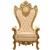 Εντυπωσιακός Θρόνος με φύλλο χρυσού και αλέκιαστο αδιάβροχο-βελούδο ύφασμα σε μπέζ χρώμα με φλοράλ δερματινη στο κέντρο του ΜΚ-6576-THRONE ΜΚ-6576 