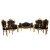 Σέτ σαλονιού Λουί Κένζ με φύλλο χρυσού και μαύρο ύφασμα αδιάβροχο αλέκιαστο υψηλής ποιότητας ΜΚ-9128-living room set ΜΚ-9128-1 